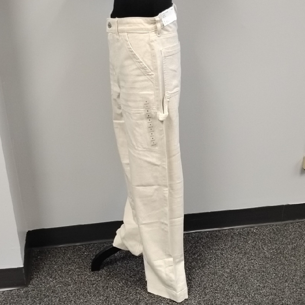 American Eagle Outfitters Cream Super High-Rise Baggy Wide Leg Jeans, Sz 4 - Picture 5 of 11